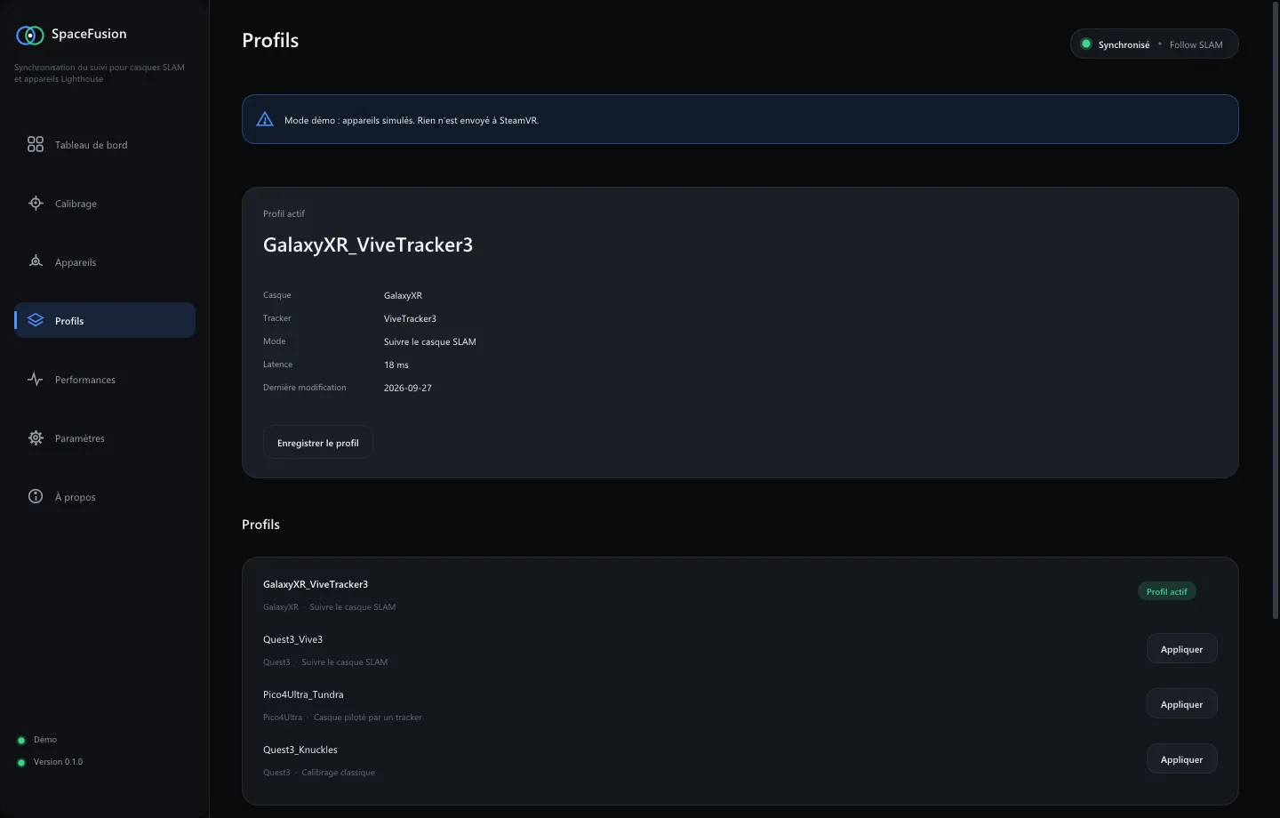 SpaceFusion — Profiles · Français